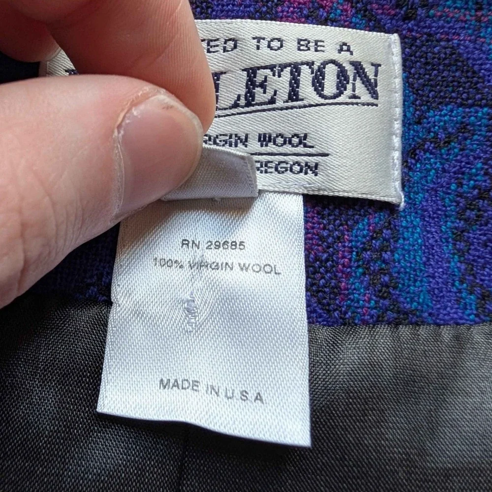 Vintage Pendleton Purple paisley Women's Blazer Jacket 12 100% Virgin Wool‎